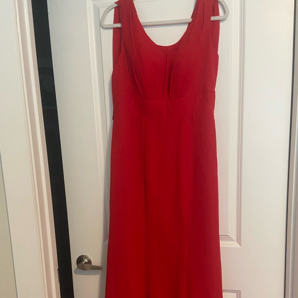 JJs House Red Sleeveless Maxi Dress with Scoop Neck